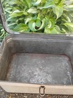 Antique Green Tin Metal Breadbox Glass Hinged Lid Bread Box Vintage Kitchen