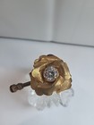 Clear Glass Perfume Bottle Metal Flower Rhinestone Pump Style I w  Rice Japan