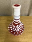 Hobbs Brockunier Cranberry Hobnail Victorian Barber Hair Bottle With Cork 7   