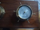 Time   Tide Mmb helmsman Brass Clock  barometer Cherry Wood Base 8 Day  7 Jewel