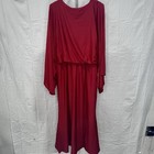 Size L Ashro Red Formal Church Cocktail Dinner Party Tyrani Blouson Slit Dress