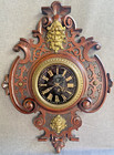 Large Antique French Cartel Clock 19th Century Wood Bronze Ornaments