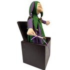 Vintage Jester Jack In The Box Purple Green Fabric Hand Painted Face Wood Box