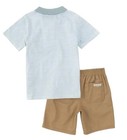 Calvin Klein Little Boys Short Sleeve Striped Jersey Polo Shirt   Shorts Set 24m