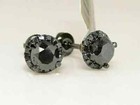 Men s 3tcw Round Cut Simulated Black Diamond Stud Earrings 14k Black Gold Plated
