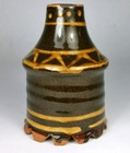 Brown Glaze English Tribal Funnel W yellow Decoration