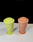 Vtg Harlequin Fiestaware Dusty Rose   Green Salt   Pepper Shakers Homer Laughlin