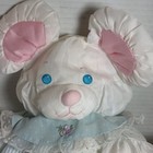 Vintage Fisher Price Baby Puffalump Mouse Plush Rattle Toy Blue White 1988
