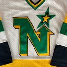 Minnesota North Stars Nhl Vintage White Green Yellow Black Jersey Youth Large