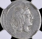Roman Republic Silver Denarius 85bc Ngc Graded Fine L  Julius Bursio Chariot