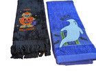 2 Halloween Hand Fingertip Towels Black  Purple Ghost Pumpkin Man  11 X 18