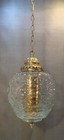 Vtg Mid Century Modern Clear Optic Glass Hanging Swag Lamp Retro 1960 s