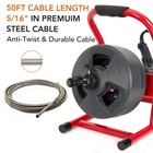 Professional 50ft Manual Drain Cleaner Machine - For 3 4  To 3  Pipes  6 Cutters