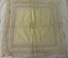 Vintage Handmade Blonde Maltese Bobbin Lace Square Tablecloth  Size 17   43cm 
