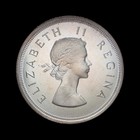 South Africa  1954  5 Shillings  Silver - Qeii  Springbok Rare Crown     