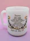 Vintage Glasbake Coffee Mug Taurus Bull Zodiac Sun Sign Astrology Horoscope Rare