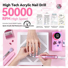 Professional Nail Drill Kit  50000rpm Rechargeable Electric Nail File Machine E-