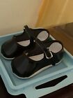 Vintage Doll Shoes Black Patent Mary Jane Silver Buckle In Plastic Case 4    Long