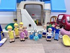 Vintage 1989 Little Tikes Large Blue Roof 2 Story Doll House W accessories