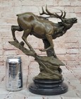 Bronze Marble Statue Elk Deer Stag Hunter Wildlife Art Sculpture Figure Lost Wax