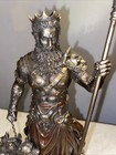 Hades Standing With Cerberus Greek Mythology Underworld God Statue Bronze Color