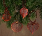 Oak Leaf Ornament  Copper Dipped  Real Leaves  2 5 Inch  Sliding Ribbon Tie