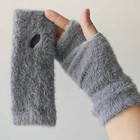 1 Pair Half Finger Gloves Winter Knit Warm Stretchy Mittens Fingerless Glove