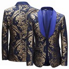 Men s Jacquard Shawl Lapel Tuxedo Jacket Suit Blazer Smart Dinner Coat Tops