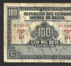 Brazil 100000 Reis 1936 P  71 - Very Rare - Good Very Used - See Scan