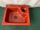 Vintage 25x22 Cast Iron Burnt Orange Porcelain Self Rimming Drop In Sink 20-26e