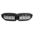 Glossy Black Front Kidney Diamond Grill Grille For 2019-2022 Bmw G20 330i M340i