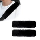 2 Pcs Seat Belt Shoulder Pads  Soft Fluffy Plush Seat Belt Shoulder Strap Black