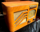 Vintage 1939 Philco Tube Am Radio Model 39-7 Antique Wood Art Deco