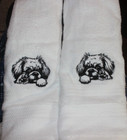 Pekingese Puppy Dog Breed Bathroom White Hand Towels Embroidered