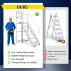 6 Step Rolling Warehouse Step Ladder  Movable Platform Ladder With Locking Wheel