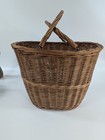 Vintage Wicker Gathering Market Basket Double Swing Handles  Approx Size 12x11x8