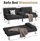 Modern Linen Upholstered Convertible Folding Futon Sofa Bed With Removable Ar   