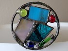 Vtg Artisan Hand-crafted Stained Glass Kaleidoscope Leaded Slag Glass Triangular