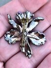 Vtg Antique French Art Nouveau 20 s Pot Metal Enamel Orchid  Flower Brooch Pin