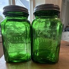 Vintage Green Glass Hazel Atlas     Salt And Pepper Set     Farmhouse Cottagecore