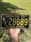Vintage Georgia Ga 1955 E x 28689 Peach State License Plate Tag Advertising