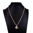 Hip Hop Gold Pt Football Helmet Pendant   24  Iced Tennis Chain Fashion Necklace