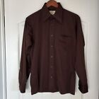 Vintage 70 s Arrow Scrambler Brown Polyester Long Sleeve Shirt Mens Size Medium