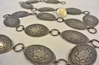 Old Coins  7 ozt Navajo Concho Belt Oval  900 Silver Stamped W links Signed Pr