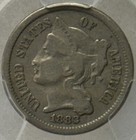 1882 Three Cent Nickel - Pcgs F-15  Tough Date 
