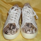Woman   s Snakeskin Print Gold Star Sneakers Fashion Casual Tennis Shoe Size 6 5