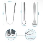 Stainless Steel Tongue Cleaner Scraper Set Silver Double-sided Ergonomic Handle