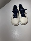 Antal White blue Leather Lace-up Low Top Sneakers Round Toe Casual Us 10 M