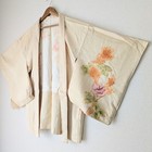 Japanese Vintage Haori Kimono Jacket Silk Shibori Orange Floral Pattern