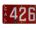 California 1914 Porcelain License Plate 42601 Antique Man Cave Garage Bar Sign